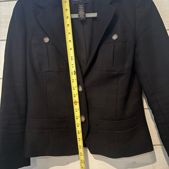 Banana Republic Womens Black Fitted Tweed Blazer Jacket with Pockets - Size 6 - Picture 9 of 14